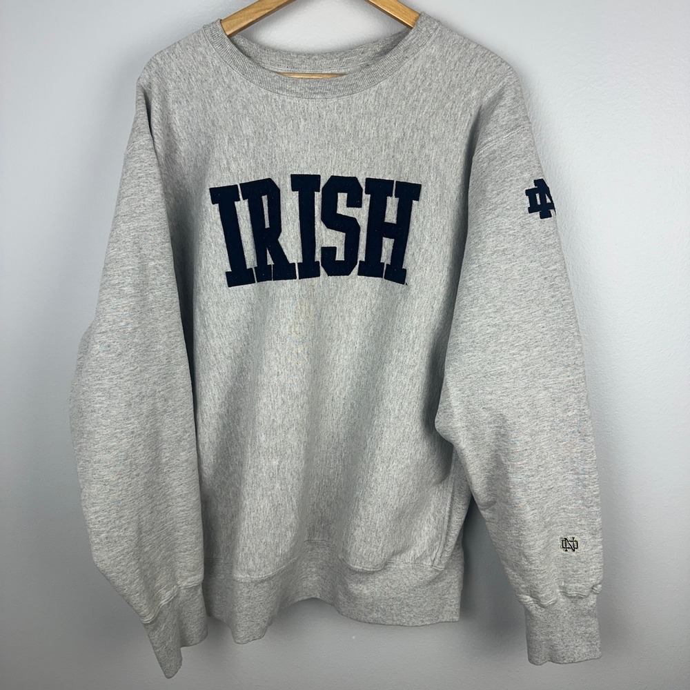The Cotton Exchange Notre Dame Irish Grey Vintage Crewneck Sweatshirt XXL